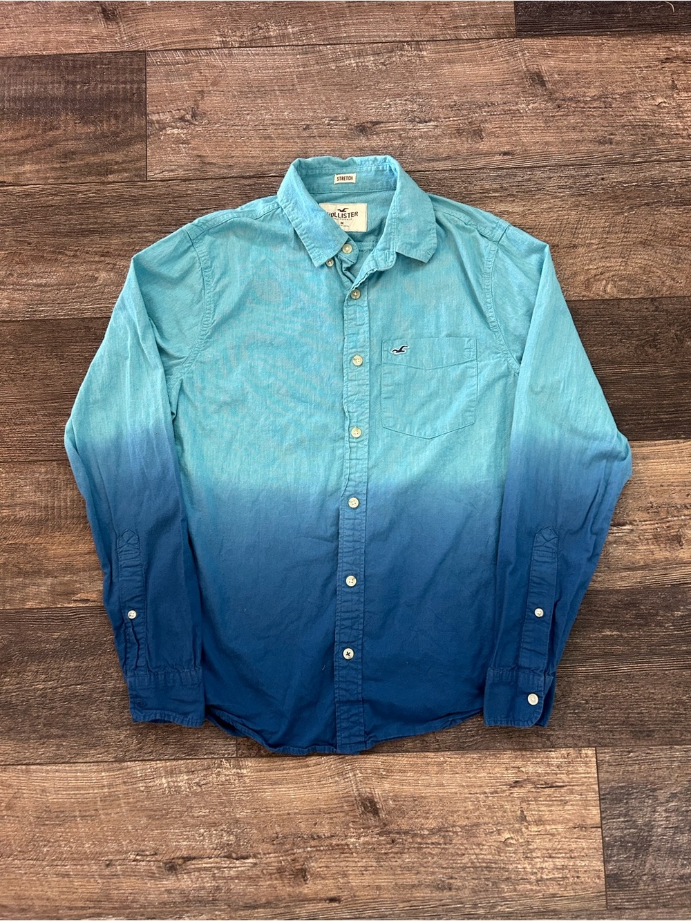 Y2K Hollister Umbre Blues Long Sleeve Button Down Shirt Mens Sz Medium